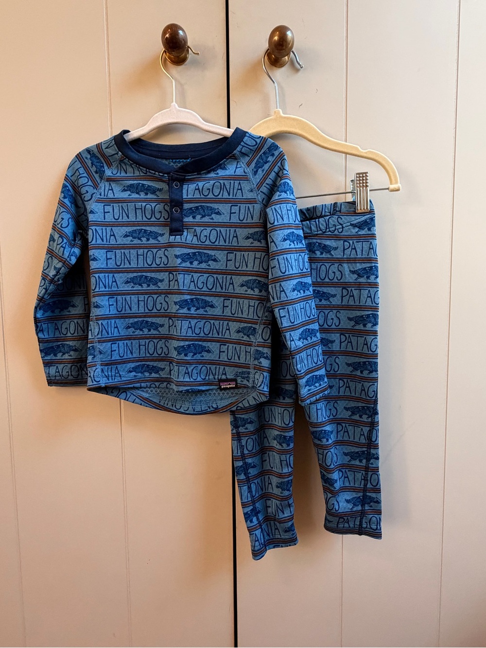 Patagonia Blue Kids Set with 'Fun Hogs' Print